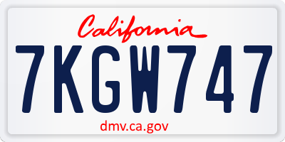 CA license plate 7KGW747