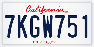 CA license plate 7KGW751