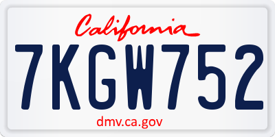 CA license plate 7KGW752