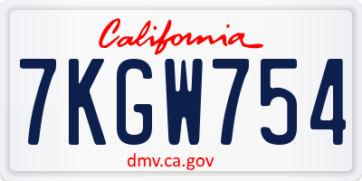 CA license plate 7KGW754