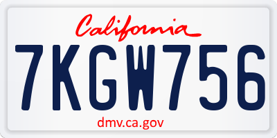 CA license plate 7KGW756