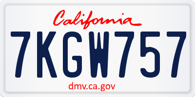 CA license plate 7KGW757
