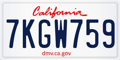 CA license plate 7KGW759