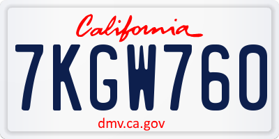 CA license plate 7KGW760