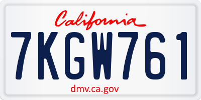 CA license plate 7KGW761