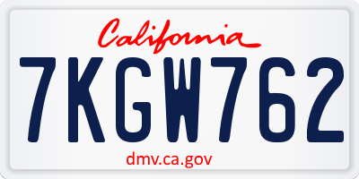 CA license plate 7KGW762