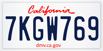 CA license plate 7KGW769