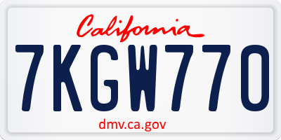 CA license plate 7KGW770