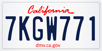 CA license plate 7KGW771