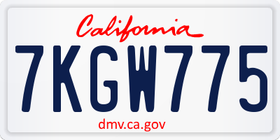CA license plate 7KGW775