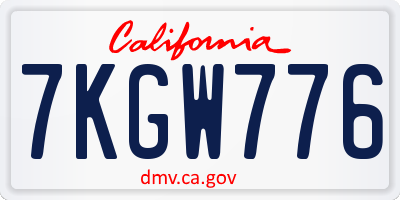 CA license plate 7KGW776