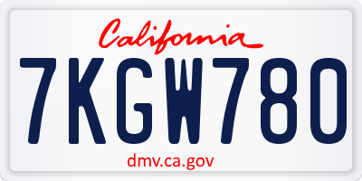 CA license plate 7KGW780