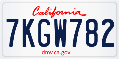 CA license plate 7KGW782