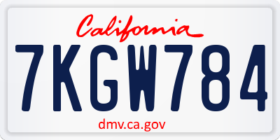 CA license plate 7KGW784