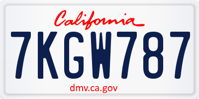 CA license plate 7KGW787