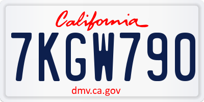 CA license plate 7KGW790