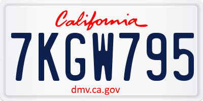 CA license plate 7KGW795