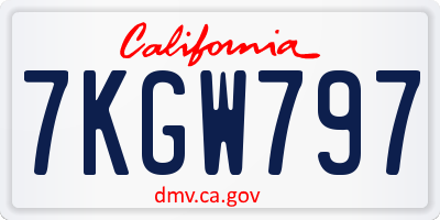 CA license plate 7KGW797