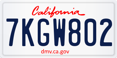CA license plate 7KGW802