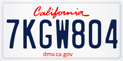 CA license plate 7KGW804