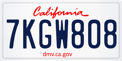CA license plate 7KGW808