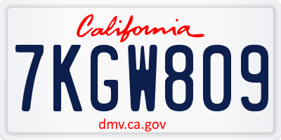 CA license plate 7KGW809
