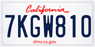 CA license plate 7KGW810