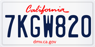 CA license plate 7KGW820