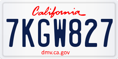 CA license plate 7KGW827