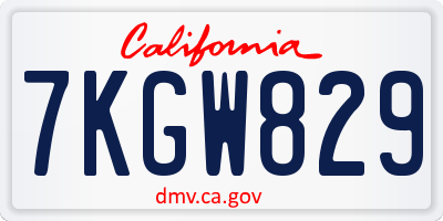 CA license plate 7KGW829