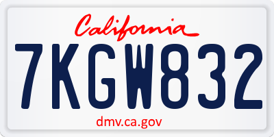 CA license plate 7KGW832