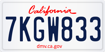 CA license plate 7KGW833