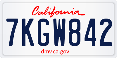 CA license plate 7KGW842