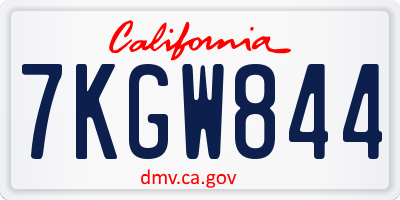 CA license plate 7KGW844