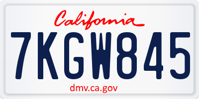 CA license plate 7KGW845