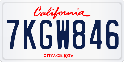 CA license plate 7KGW846
