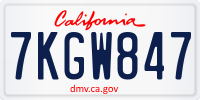 CA license plate 7KGW847