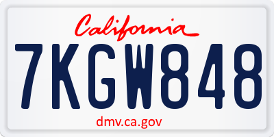 CA license plate 7KGW848
