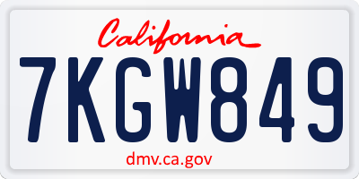 CA license plate 7KGW849