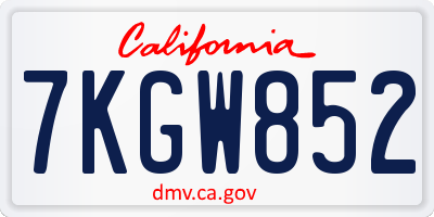 CA license plate 7KGW852