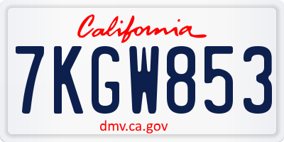 CA license plate 7KGW853