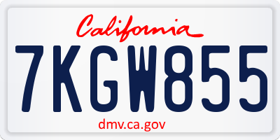 CA license plate 7KGW855