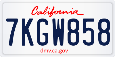 CA license plate 7KGW858
