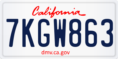 CA license plate 7KGW863