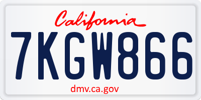 CA license plate 7KGW866