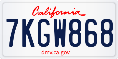 CA license plate 7KGW868