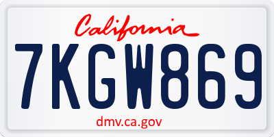CA license plate 7KGW869