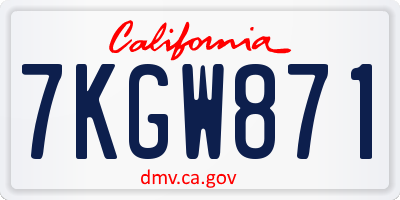 CA license plate 7KGW871