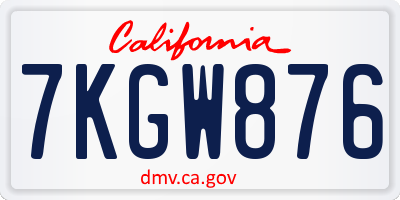 CA license plate 7KGW876