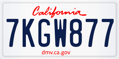 CA license plate 7KGW877